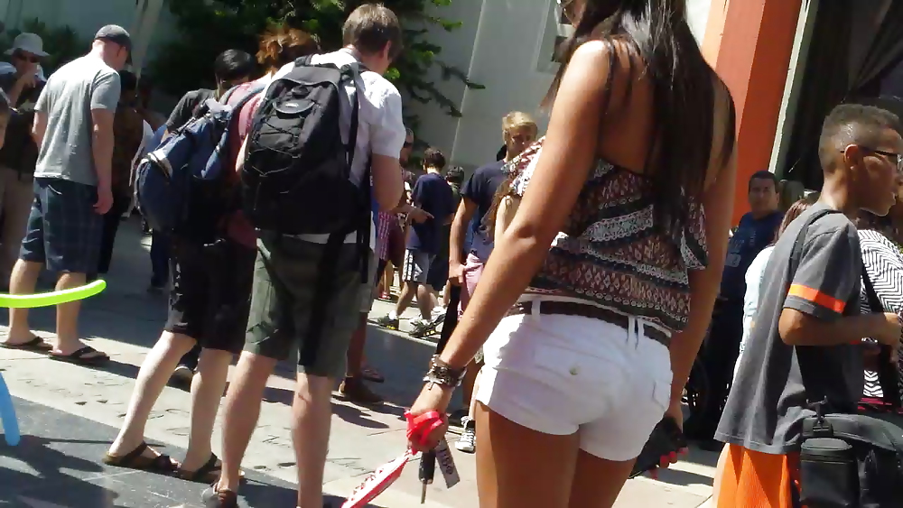 Sexy French teen ass & butt in white shorts  #18488711
