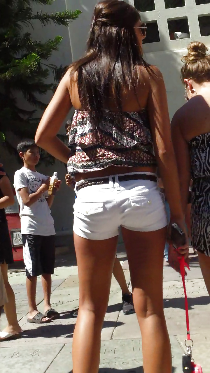 Sexy French teen ass & butt in white shorts  #18488950