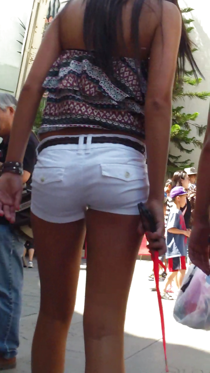 Sexy French teen ass & butt in white shorts  #18489040