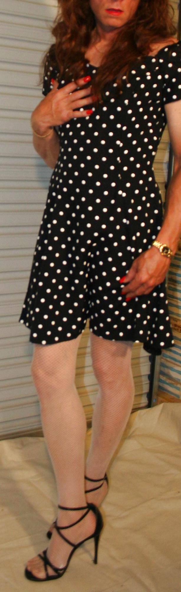 Brianna in a black and white polka dot dress. #21052618