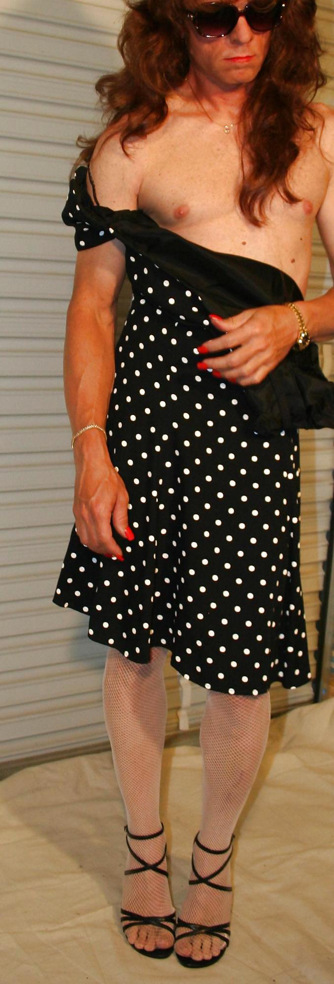 Brianna in a black and white polka dot dress. #21052694