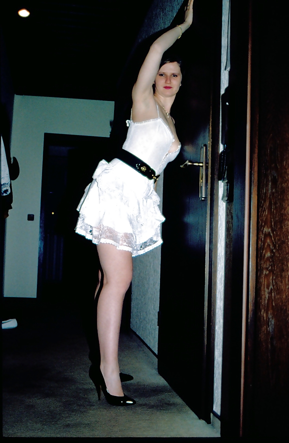 SAG - Babe White Tiered Skirt Knob Bustier Black Heels 03 #17371659