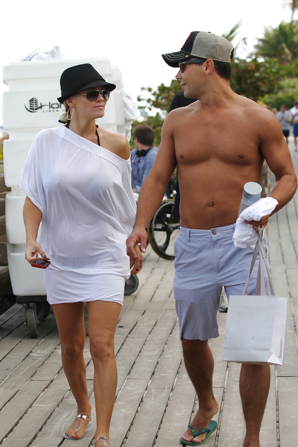 Jenny McCarthy In A Black Bikini At A Miami Beach