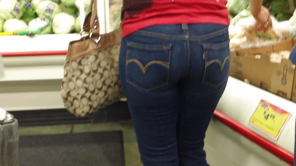 Nice big juicy sexy teen ass & butt in blue jeans #16668647
