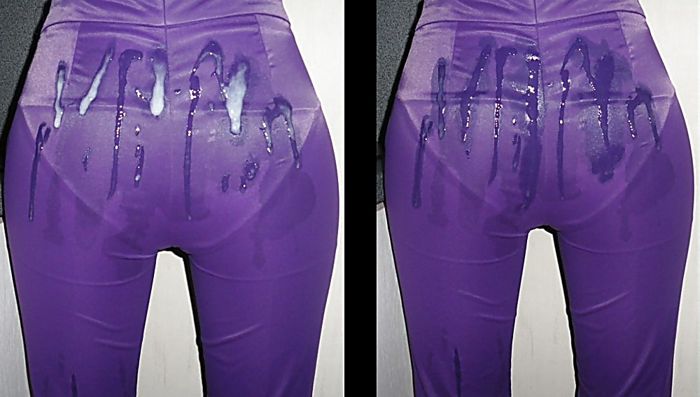 Deuxième Charge De Sperme Sur Le Dos Du Pantalon Violet Brillant .. #19715943
