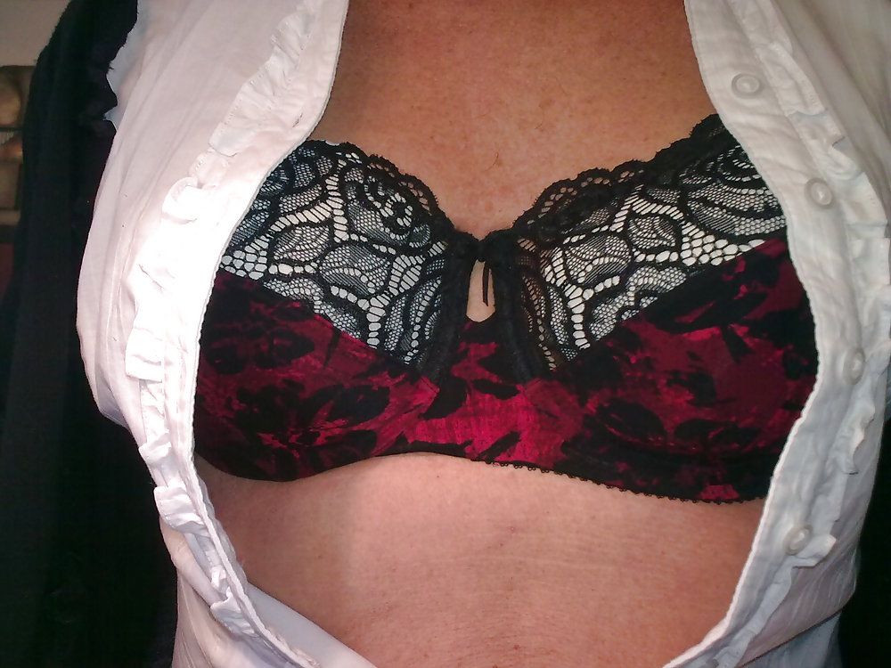 Crossdresser in rd and black bra and panties #17156400