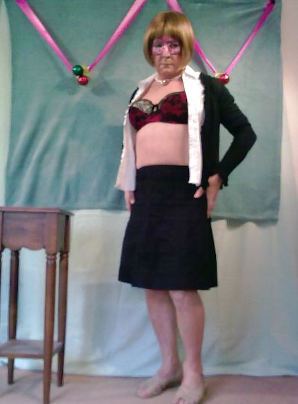 Crossdresser in rd and black bra and panties #17156403