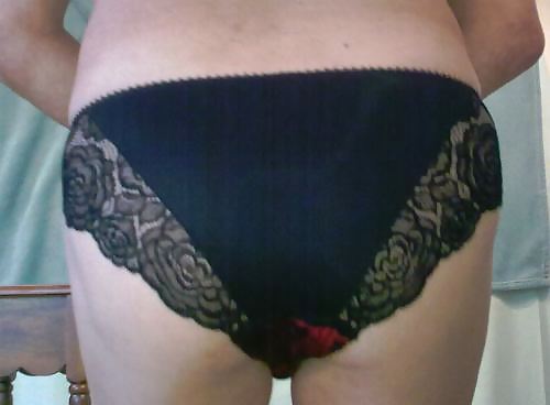 Crossdresser in rd and black bra and panties #17156456