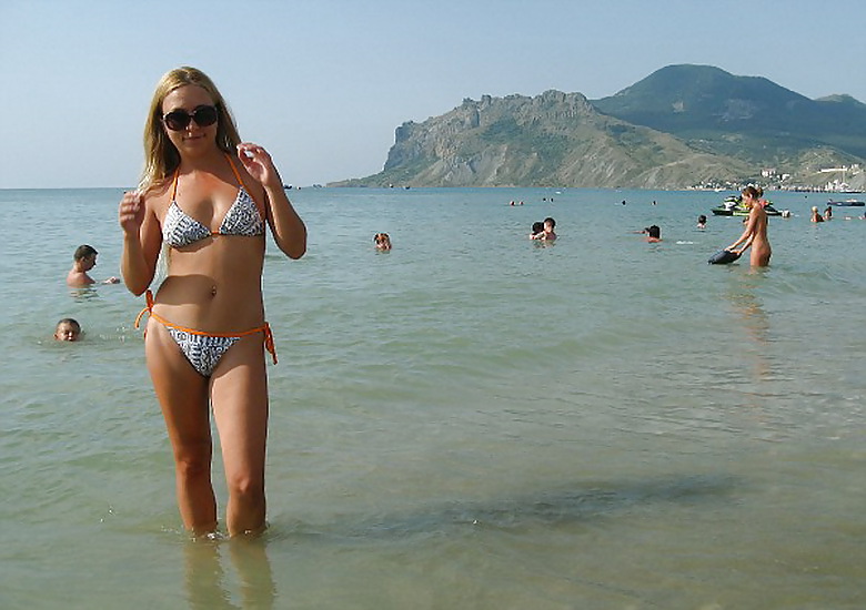 Hot blonde girl at the beach #21869172
