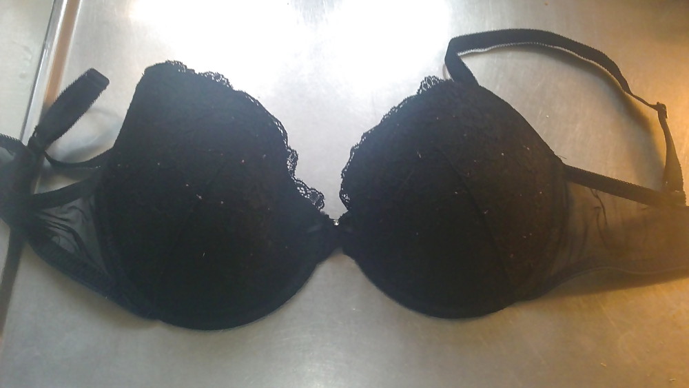 My girls bra and panties with my lil cock #3062742