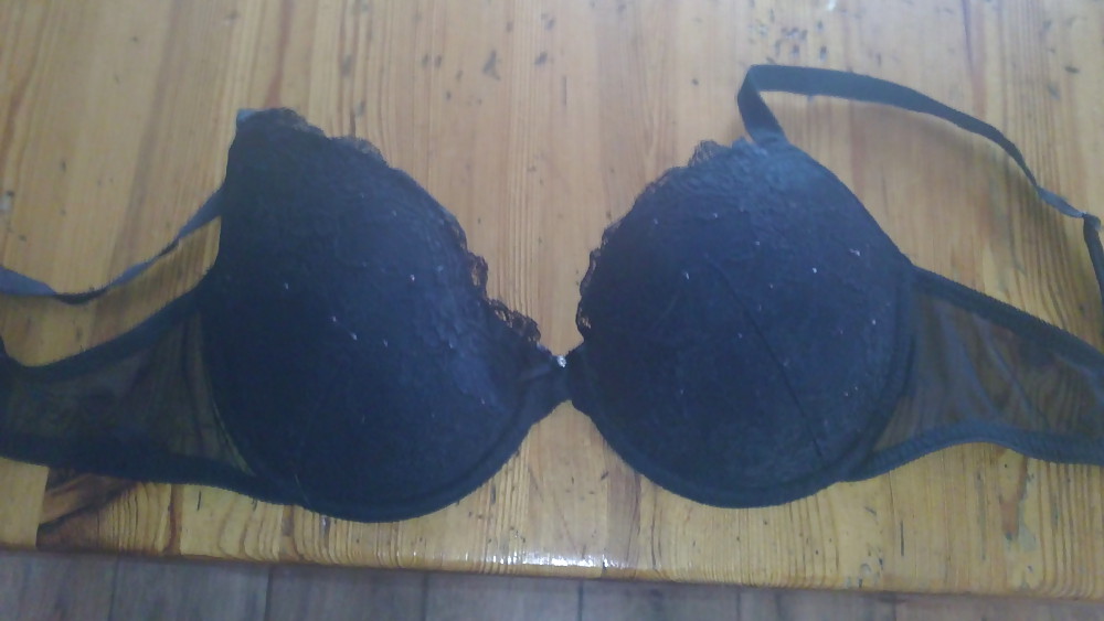 My girls bra and panties with my lil cock #3062793