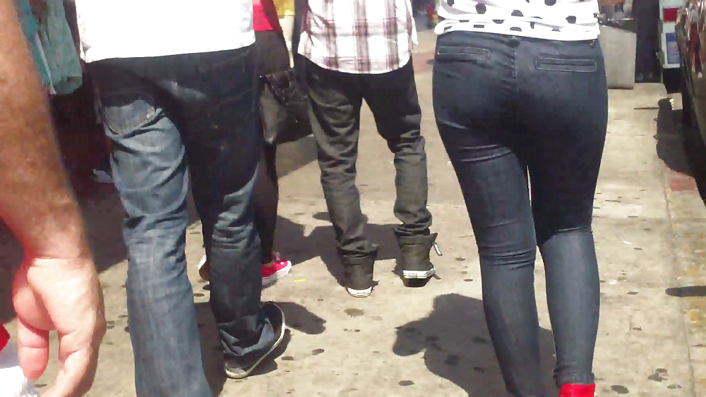 Some nice butts and ass on the street in tight jeans  #14532441