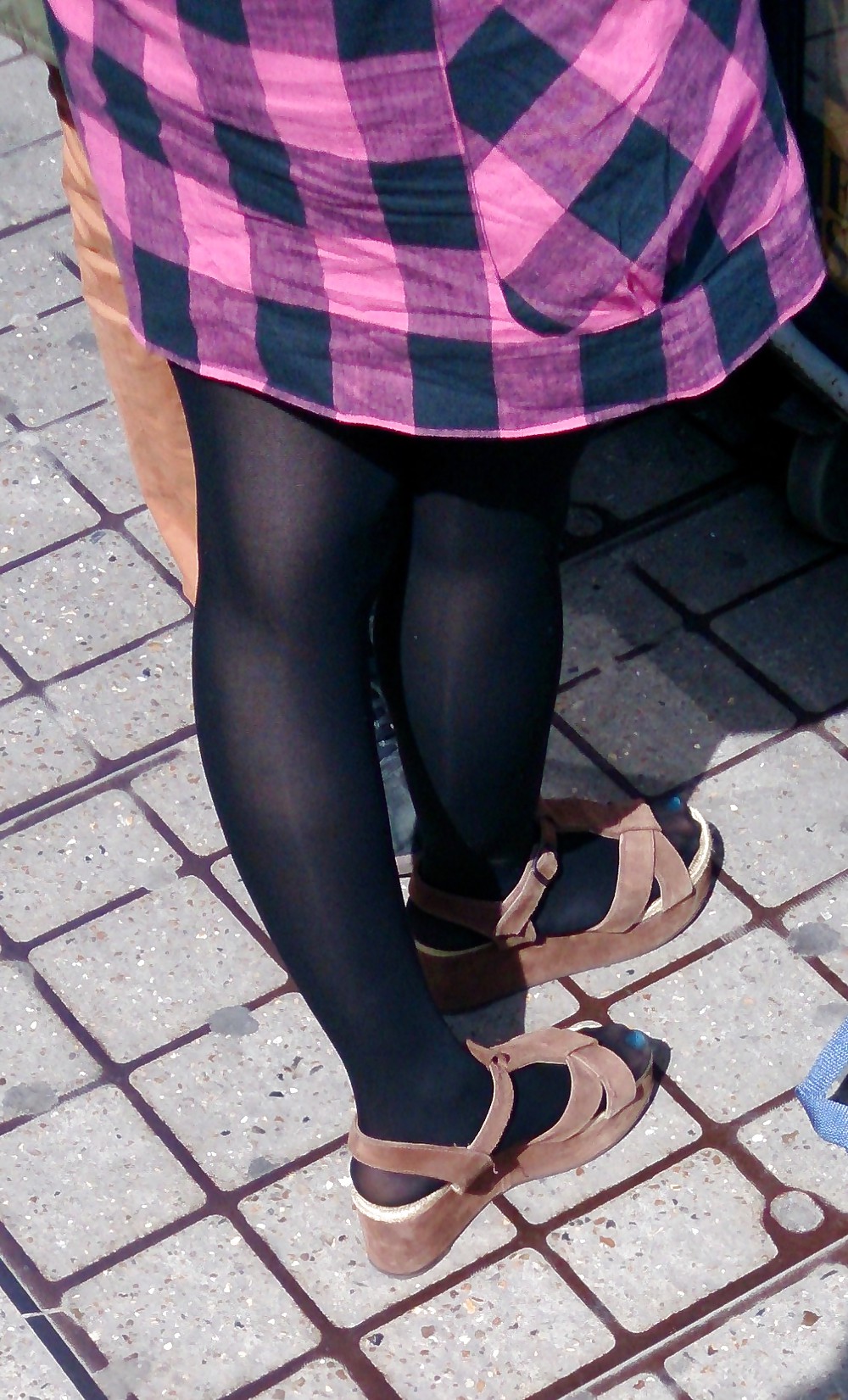 Candid legs and stockings pantyhose from London #16628269