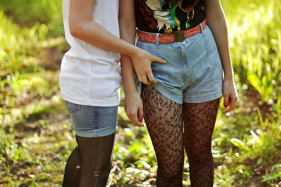 Teens in nylons and shorts #17084747