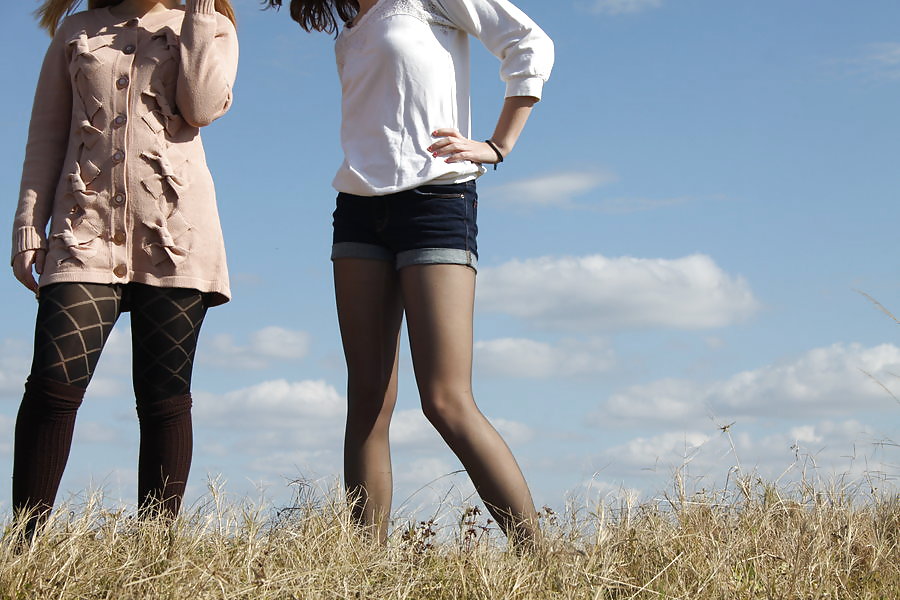 Teens in nylons and shorts #17084826