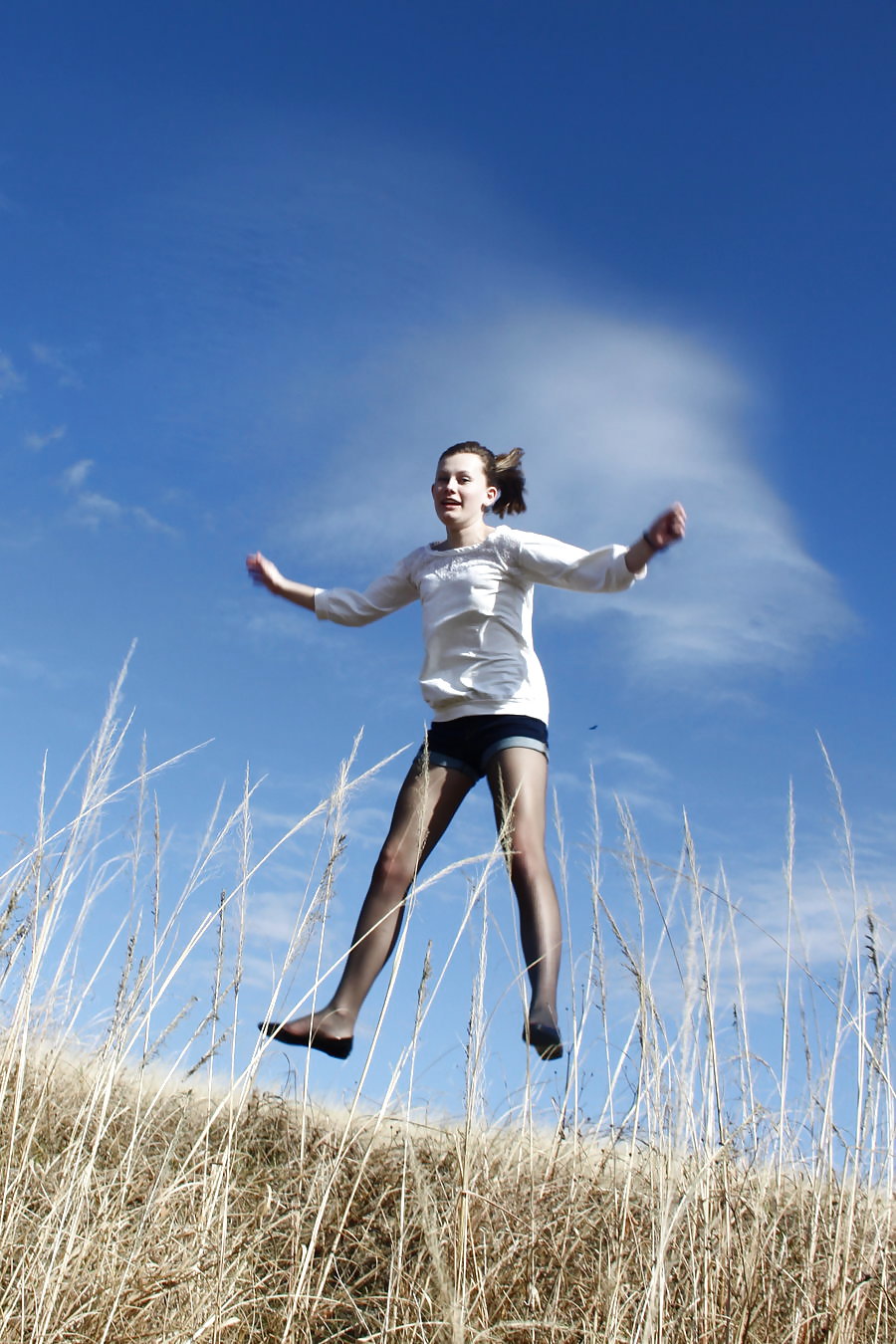 Teens in nylons and shorts #17084831