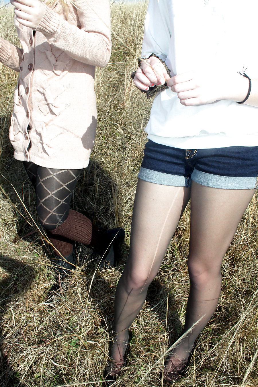 Teens in nylons and shorts #17084853