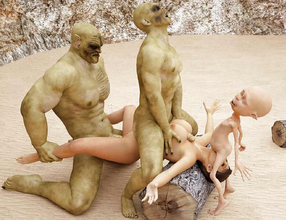 3d big green Monster and Gnoms fuck erotic girl #18581333