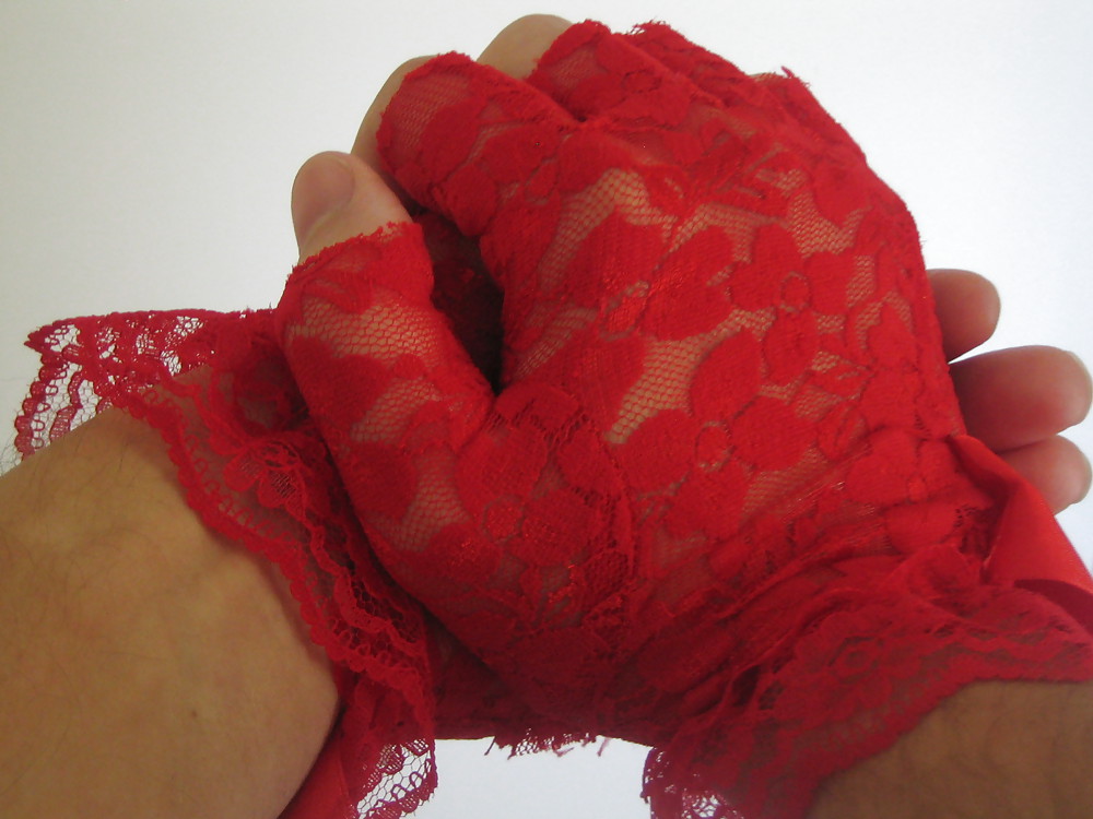 Red fingerless gloves around my new toy #4985635