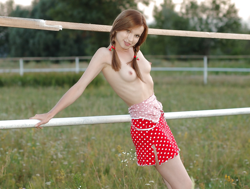 Skinny beautyful teen showing herself on the farm #11349978