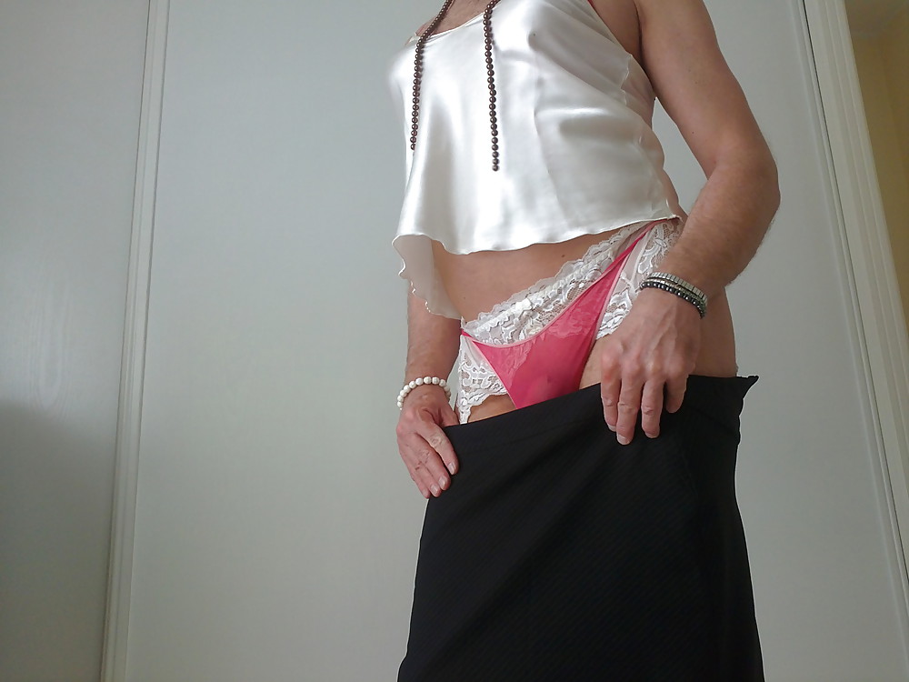 Classy lady, short skirt satin lingerie and stockings #22867479