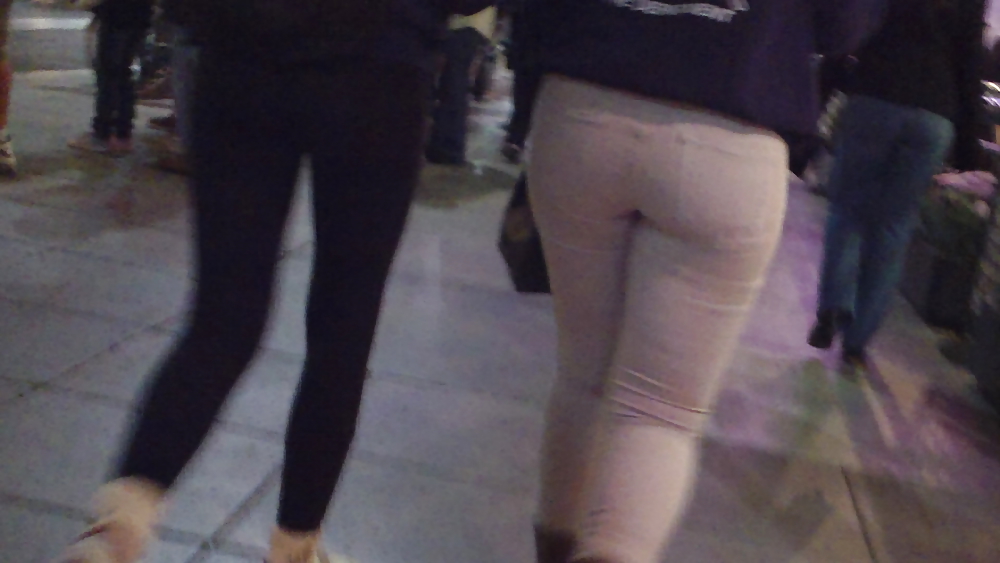 Nice Teen ass & butt in white jeans  #10295464