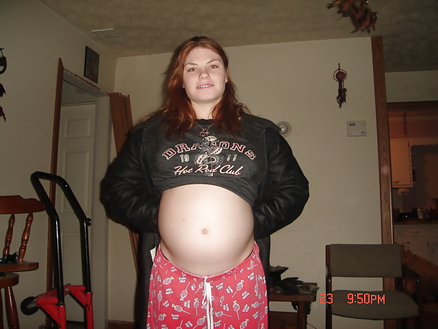 Pregnant chick flashes her tits and belly #6669061
