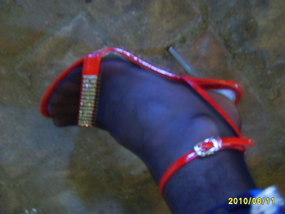 My crimson high heels