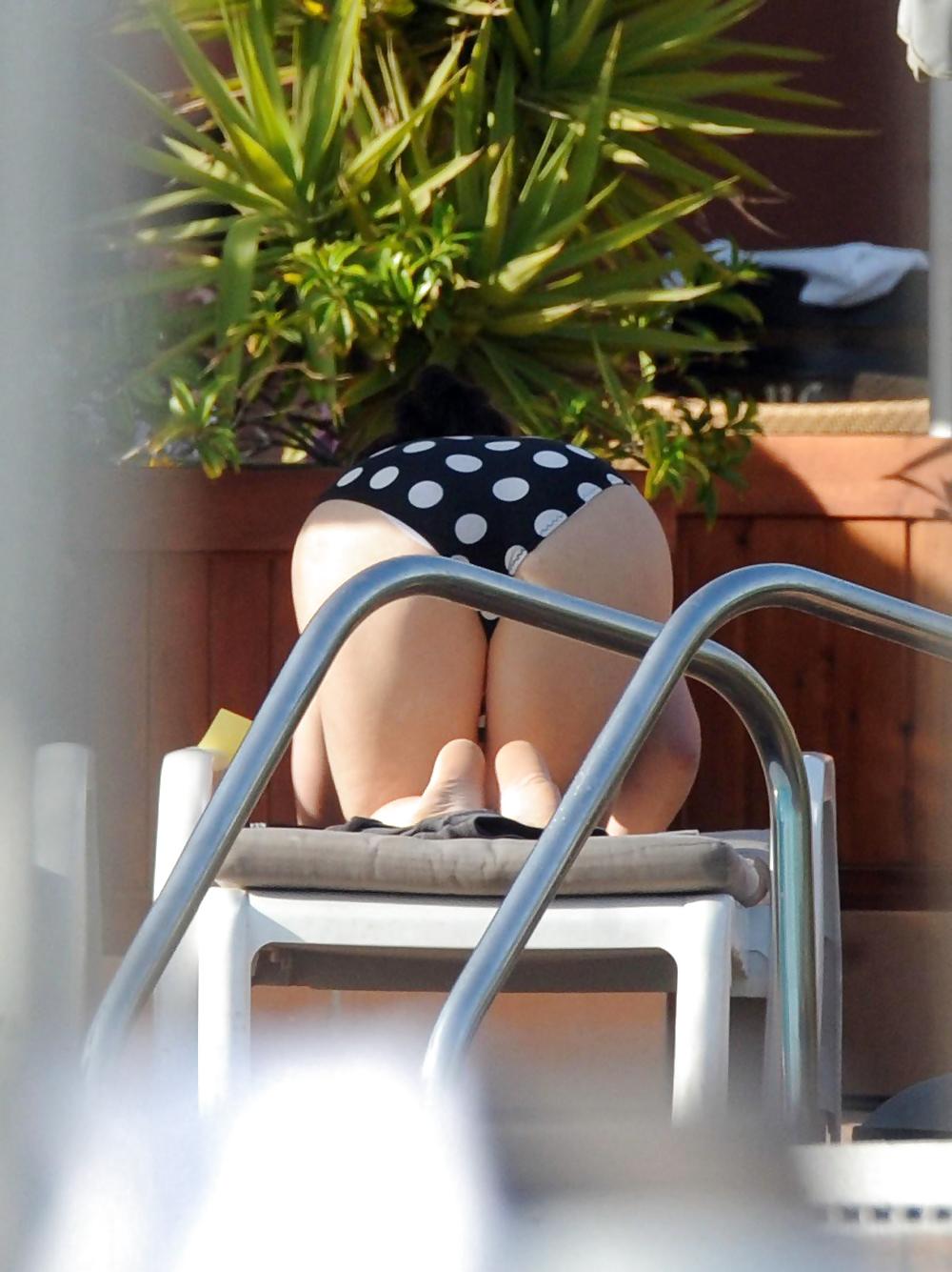 Gemma Arterton Pool in Polka Dot Bikini showing of her Butt #4076827