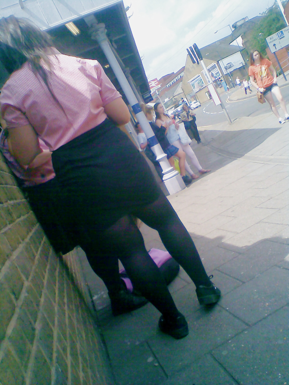 Schoolgirl with big ass in tight skirt #16284586