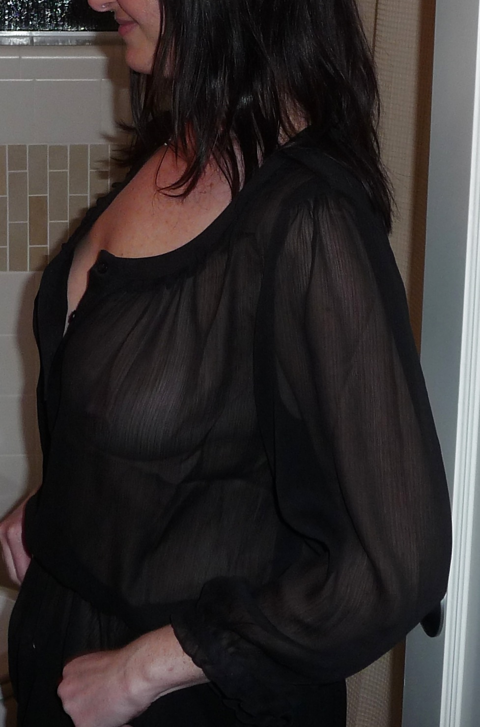 Braless wife in a sheer top #10415429