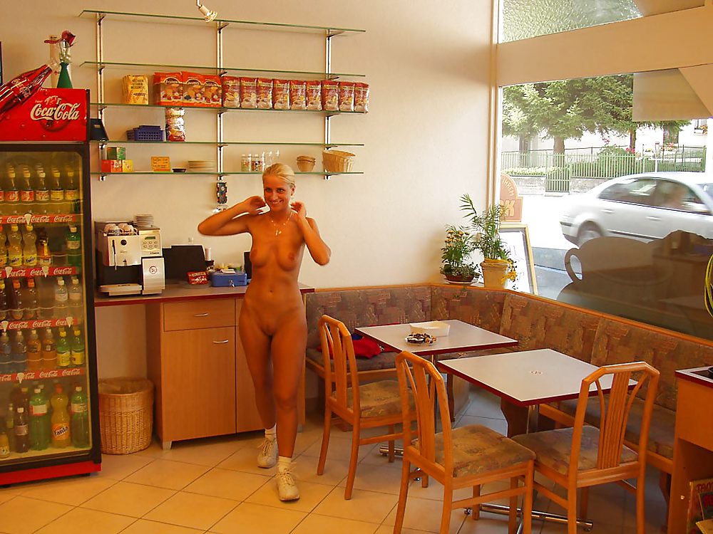 Hot Blonde German Amateur bitch exposed in a bakery #16541964