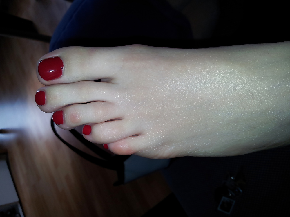 Wifes sexy polish red toe nails feet
 #22075160