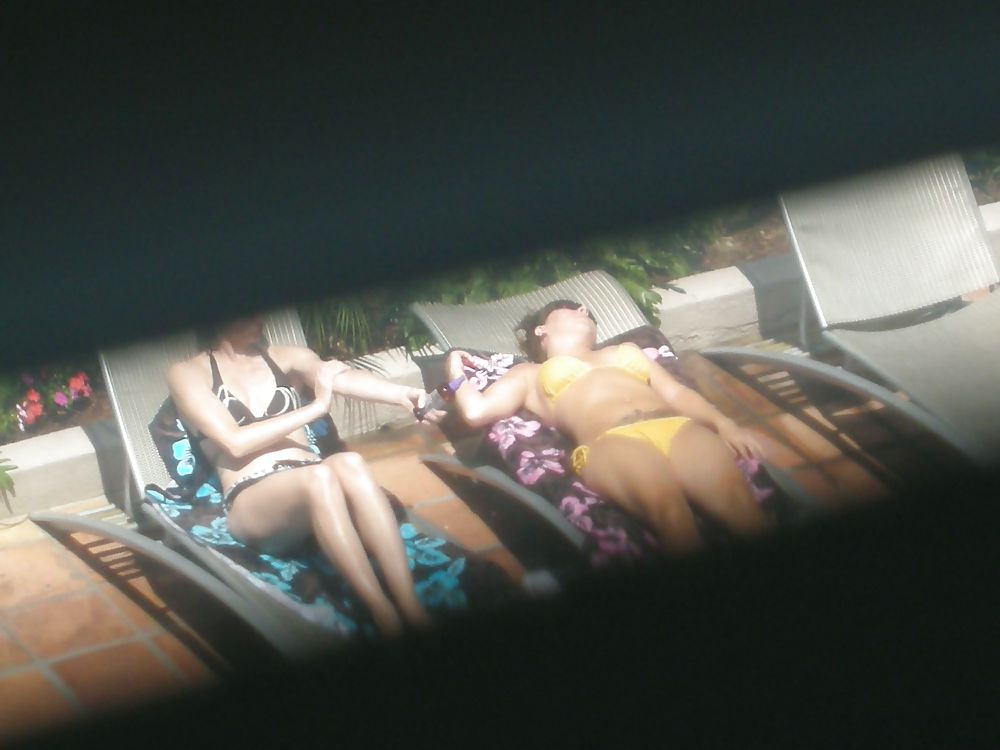 Sluts by the pool-Voyeur-Please rate and cooment 