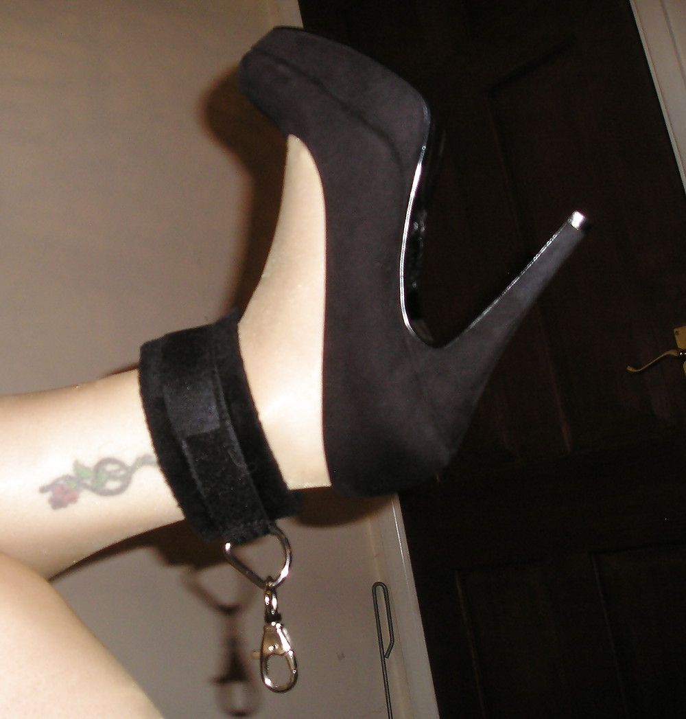 Tan tights and black heels #21224890