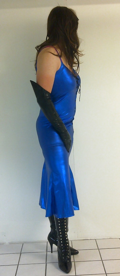 Shiny blue dress cd tv sissy #3773001