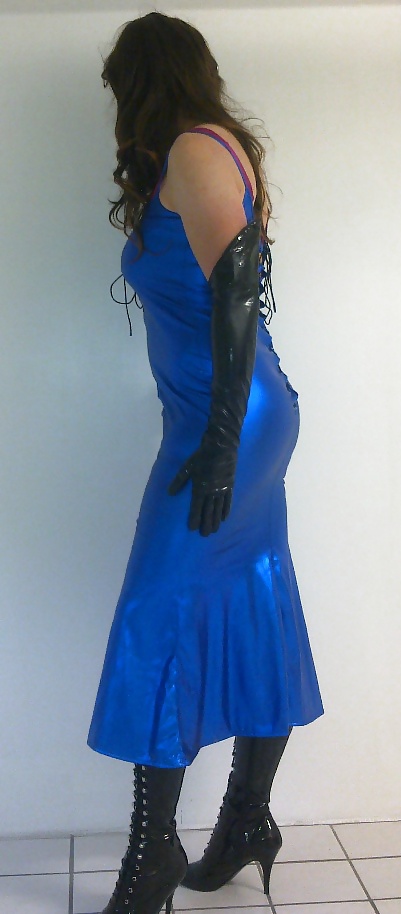 Shiny blue dress cd tv sissy #3773026