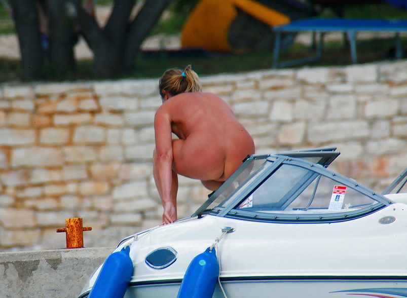 Nude Mature Lady Boating