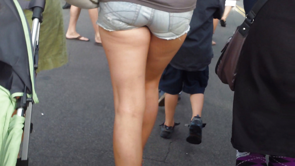 Tight ass & butt cheeks in short jeans  #14285226