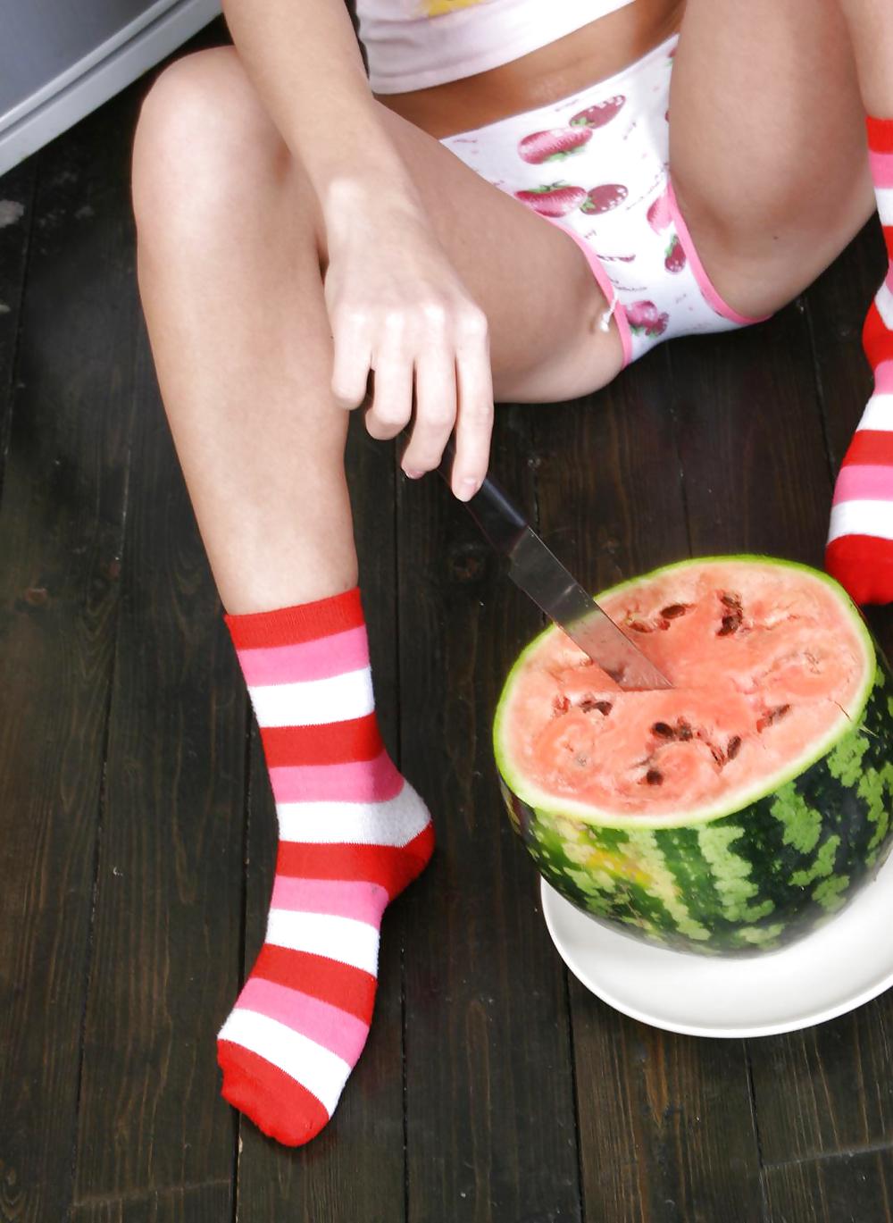 Cute Christina - Eating a watermelon #4556079