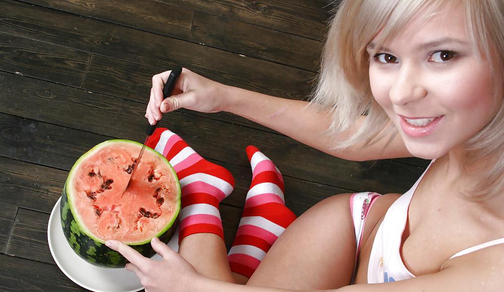 Cute Christina - Eating a watermelon #4556117