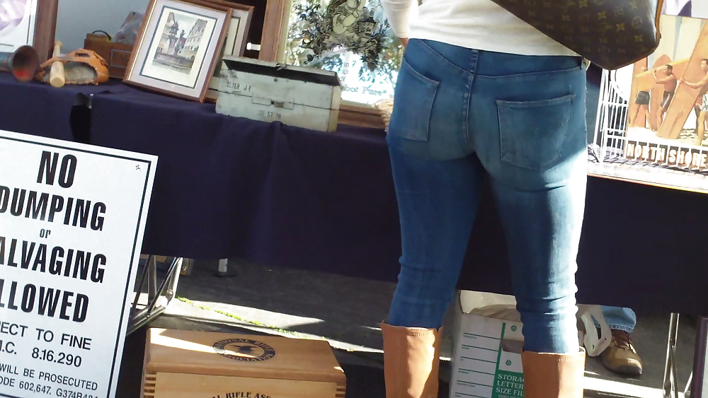 Nice big sexy teen bubble butt & ass in tight jeans #6802934