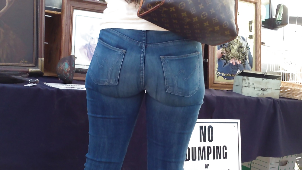 Nice big sexy teen bubble butt & ass in tight jeans #6803047