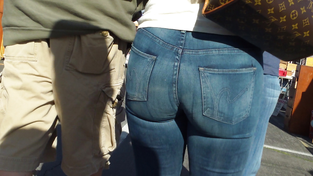 Nice big sexy teen bubble butt & ass in tight jeans #6803112