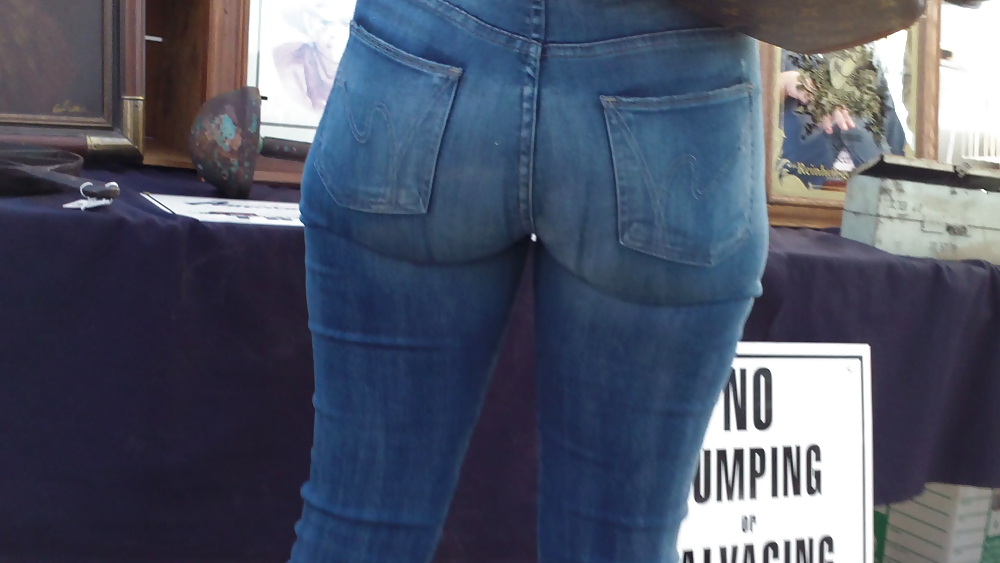 Nice big sexy teen bubble butt & ass in tight jeans #6803155