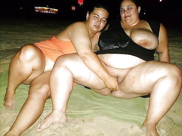 REAL BBW Lesbian Couple On The Beach