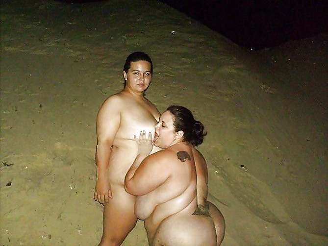 REAL BBW Lesbian Couple On The Beach #9544698