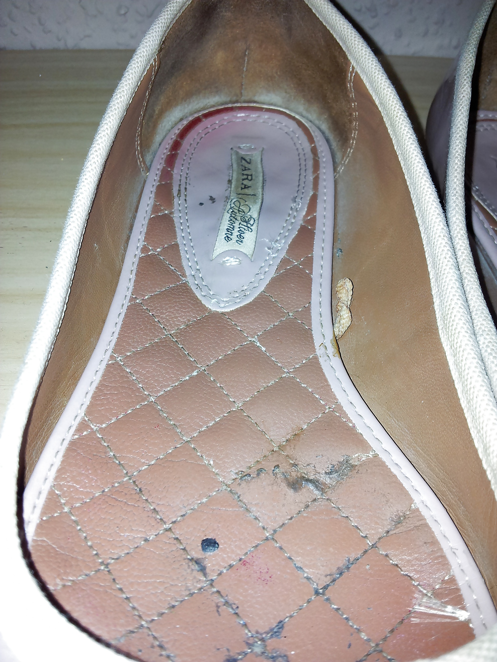 Wifes well worn nude lack Ballerinas flats shoes2 #19093355