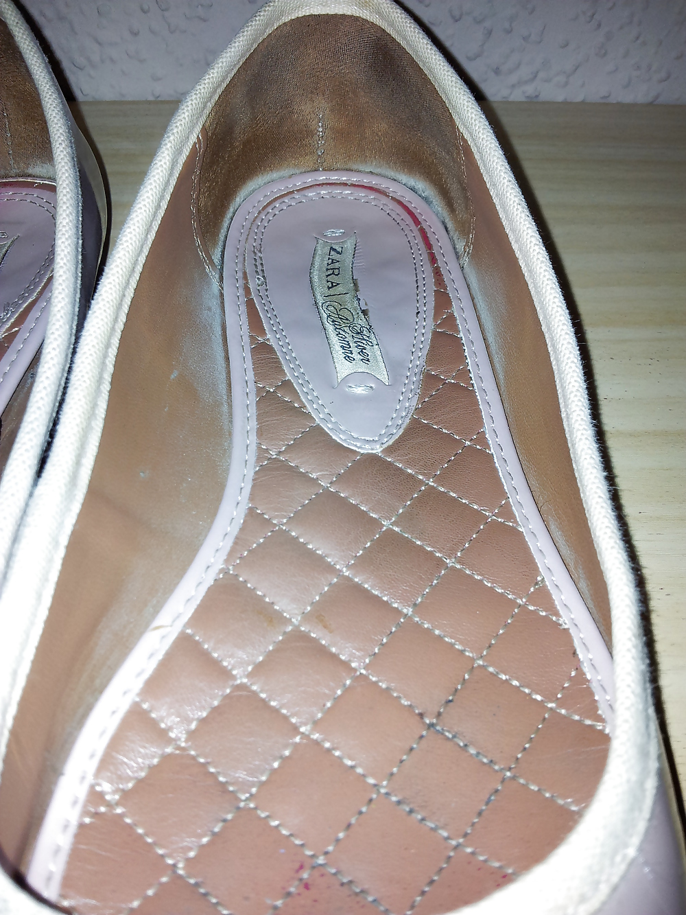 Wifes well worn nude lack Ballerinas flats shoes2 #19093377