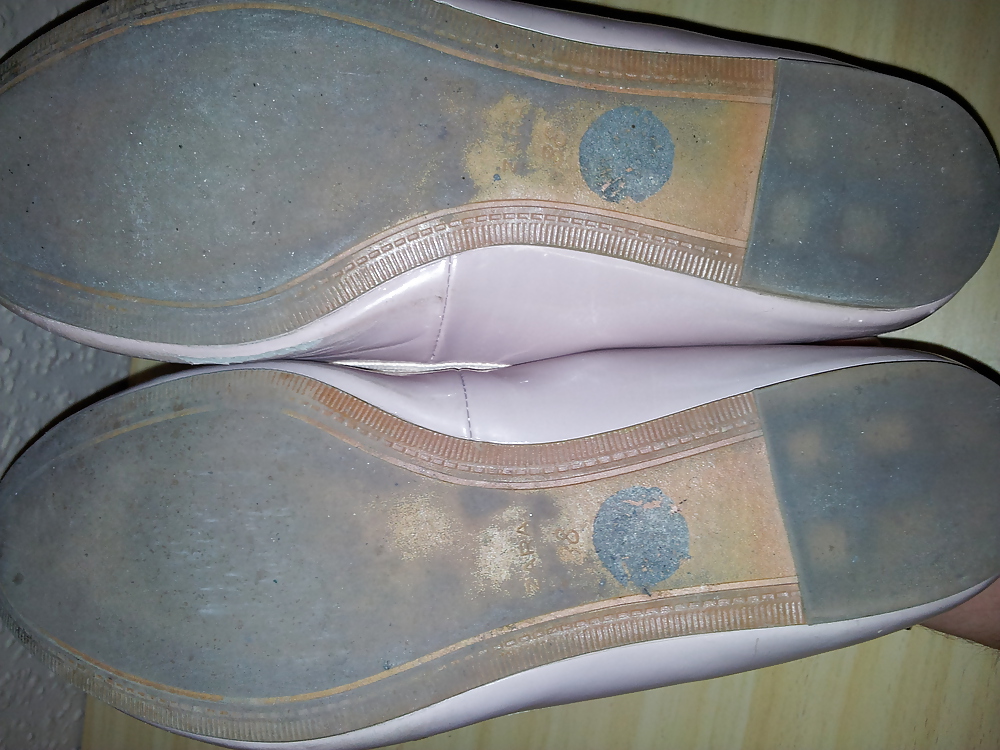 Wifes well worn nude lack Ballerinas flats shoes2 #19093384